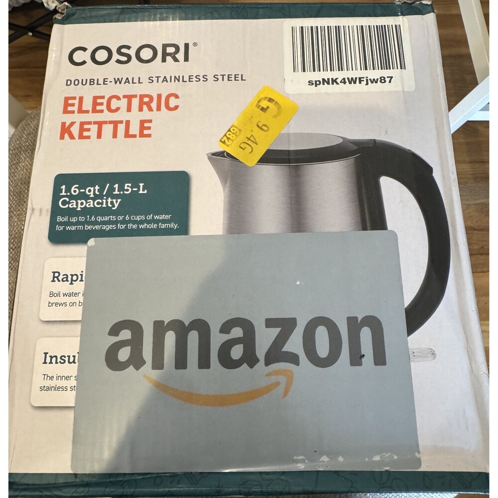 Cosori Electric Kettle No Plastic Inner Lid Filter & Spout, Stainless Steel 1.5